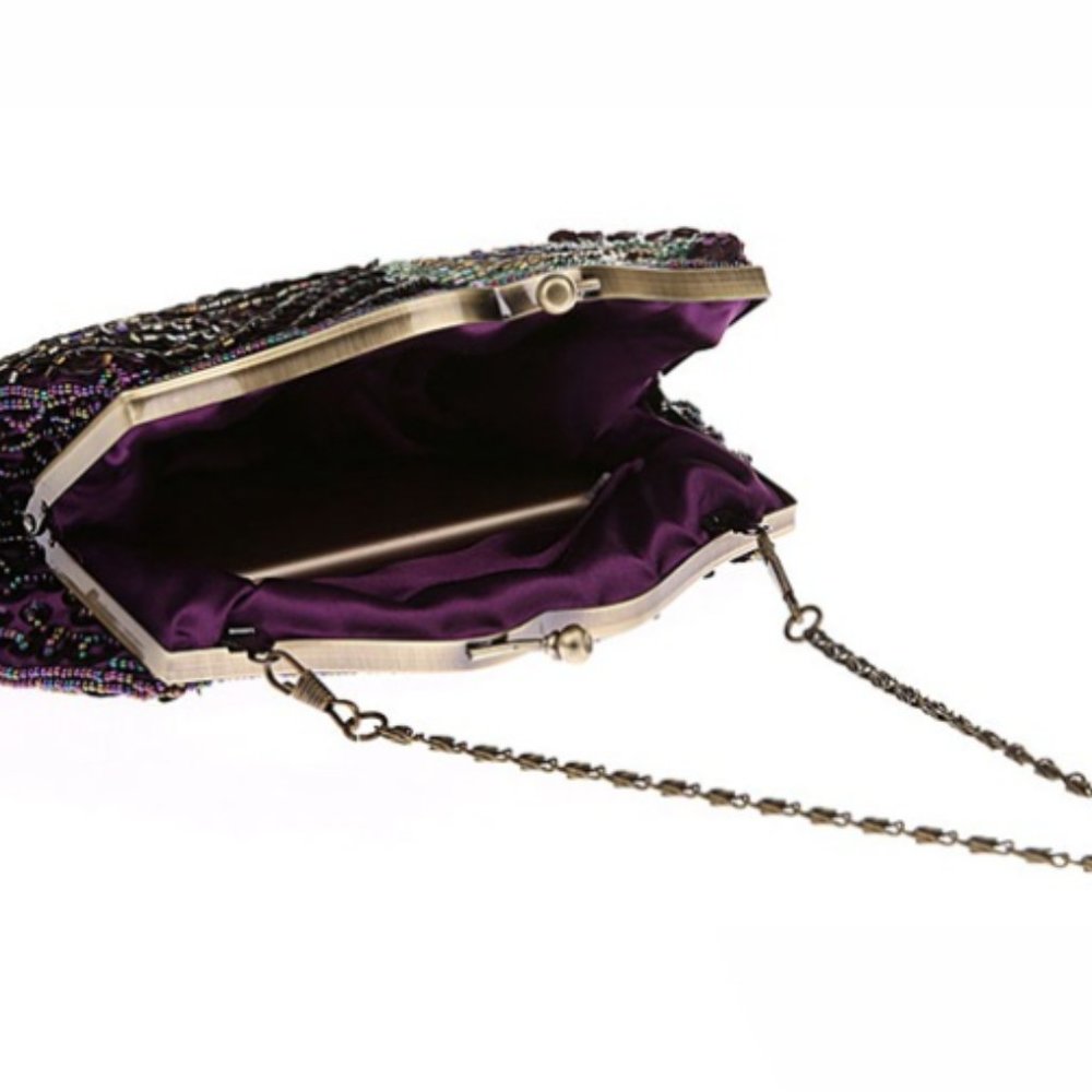 PURPLE PEACOCK CLUTCH - Picture 5 of 7